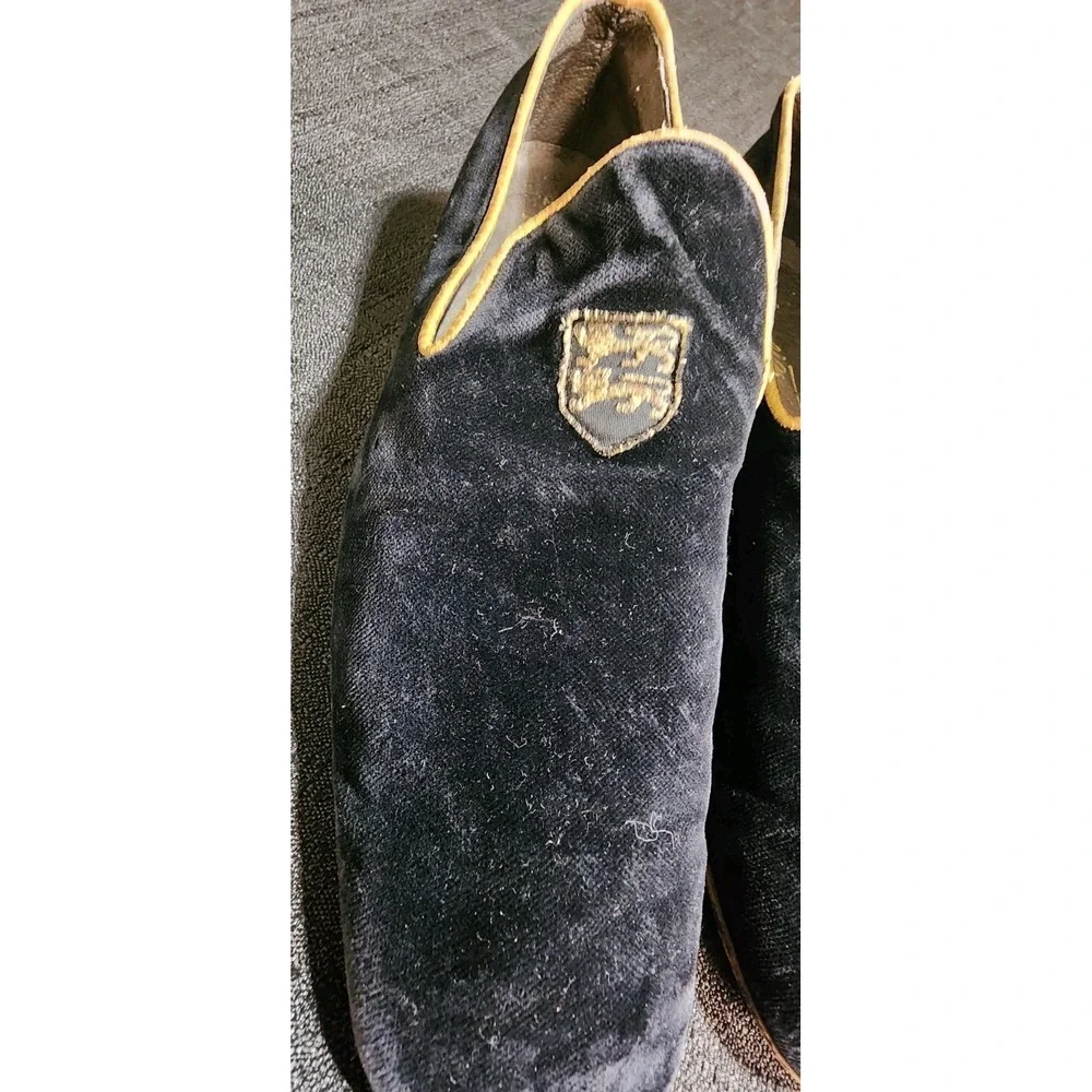 Vintage BALLY‎ Siesta Bespoke Black Slip-on Alpha Sole Men Size 9 Velvet 80s 90s